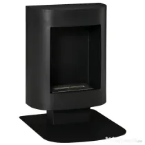Semineu cu alcool portabil HOMCOM, fara aerisire, cu arzatoare cu bioetanol de 0.9 L/ 3 ore, incalzitoare cu baza din otel de 2000 W pentru interior si exterior, Negru