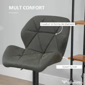 HOMCOM Set 2 Scaune de Bar Reglabile, Design Modern, Piele Ecologică, Gri, Confort Superior | Aosom Romania