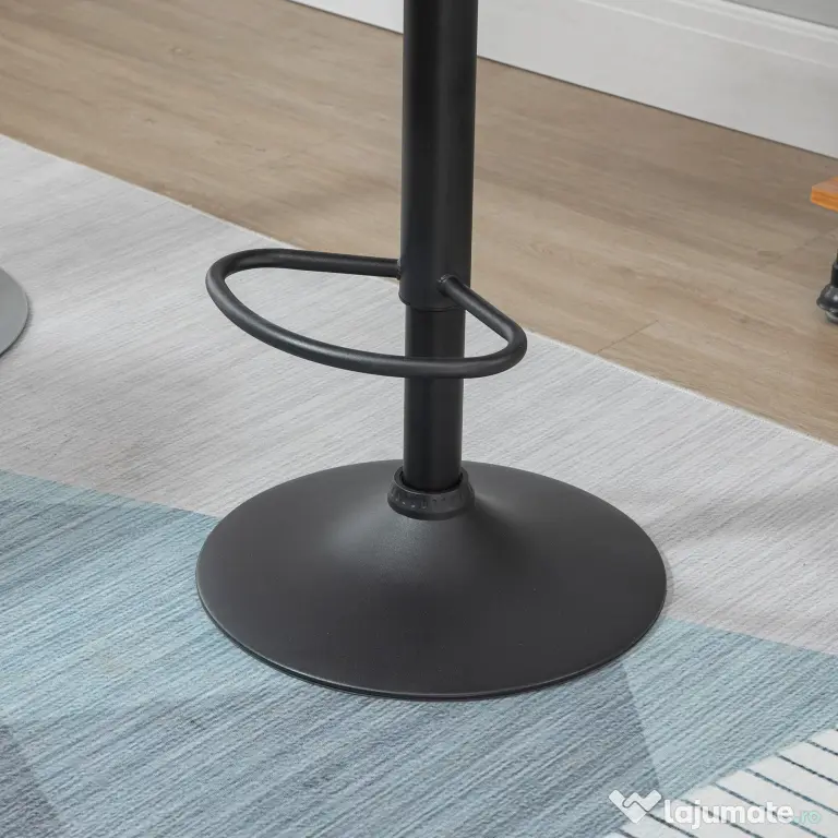 HOMCOM Set 2 Scaune de Bar Reglabile, Design Modern, Piele Ecologică, Gri, Confort Superior | Aosom Romania