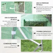 Seră Outsunny de Grădină de Tip Tunel 4x2x2 m cu Uși Rulabile și 6 Ferestre, Seră pentru Grădină cu Acoperiș înclinat, Structură din Metal și Acoperiș PE, pentru Grădinărit legume flori fructe, Verde | Aosom Romania 
