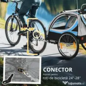 HOMCOM Remorcă Bicicletă pentru Copii, Design 2 în 1 cu Frână și Centură de Siguranță, 142x75x101 cm, Albastru