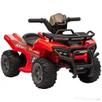 Homcom Quad Electric Copii 6V – Rosu cu Faruri & Pedale