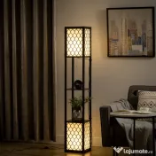 Lampa de podea coloana cu 2 rafturi, pentru camera de zi, studiu si dormitor, 26x26x156cm, alb si negru HOMCOM | Aosom Romania 