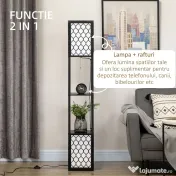 Lampa de podea coloana cu 2 rafturi, pentru camera de zi, studiu si dormitor, 26x26x156cm, alb si negru HOMCOM | Aosom Romania 
