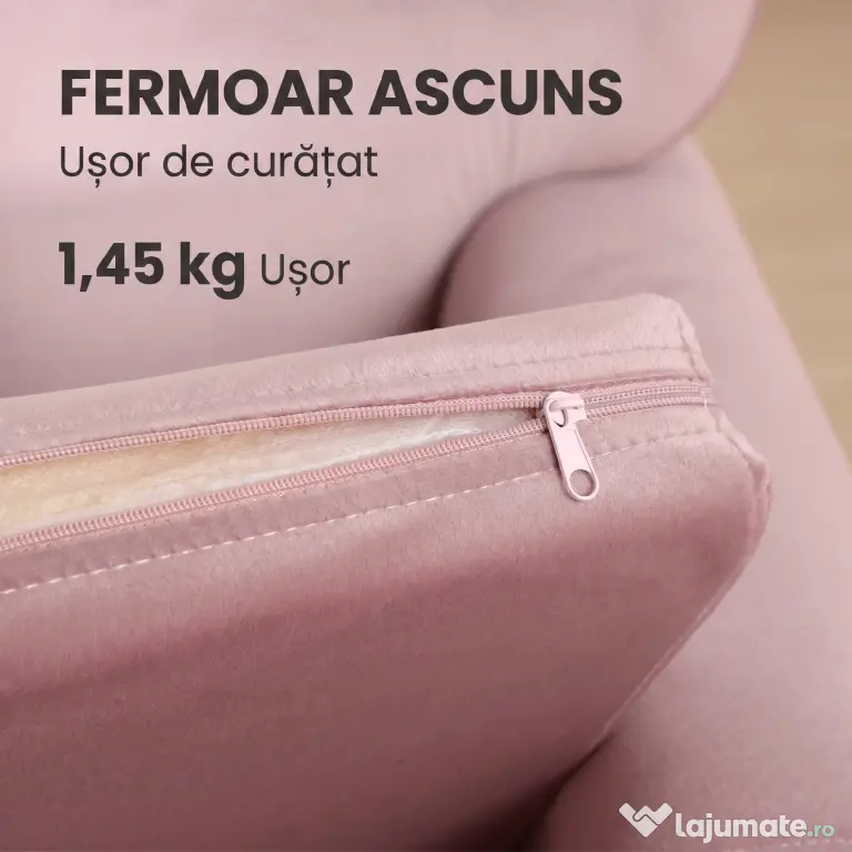 HOMCOM Fotoliu pentru Copii din Material Textil cu Efect de Catifea Roz, cu Spătar în Formă de Coroană, 50.2x41.9x57.8 cm | Aosom Romania
