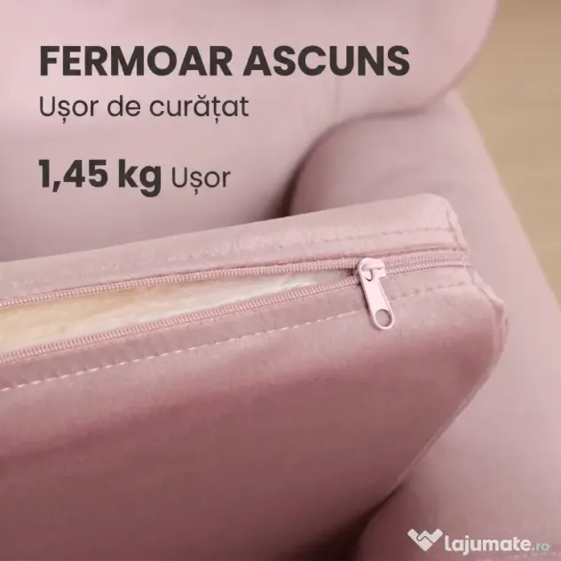 HOMCOM Fotoliu pentru Copii din Material Textil cu Efect de Catifea Roz, cu Spătar în Formă de Coroană, 50.2x41.9x57.8 cm | Aosom Romania