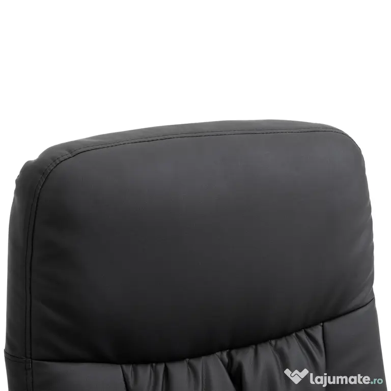 HOMCOM Fotoliu Relax Rotativ 360° din Metal și Piele Sintetică, cu Suport pentru Picioare, Spătar Reglabil, Negru | Aosom Romania