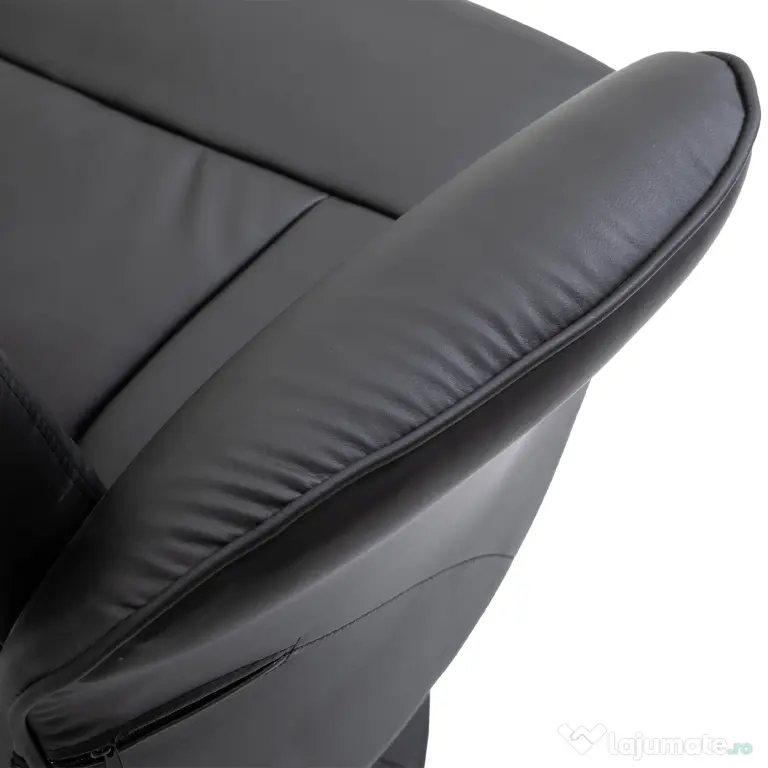 HOMCOM Fotoliu Relax Rotativ 360° din Metal și Piele Sintetică, cu Suport pentru Picioare, Spătar Reglabil, Negru | Aosom Romania