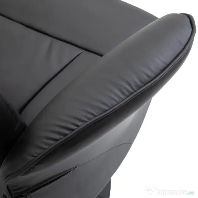 HOMCOM Fotoliu Relax Rotativ 360° din Metal și Piele Sintetică, cu Suport pentru Picioare, Spătar Reglabil, Negru | Aosom Romania