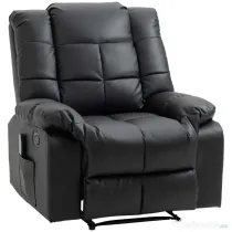 HOMCOM Fotoliu de Relaxare cu Masaj din Piele Artificiala, Fotoliu Ergonomic cu 8 Puncte de Masaj si Rabatabil 165°, Gri | Aosom Romania