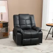 HOMCOM Fotoliu de Relaxare cu Masaj din Piele Artificiala, Fotoliu Ergonomic cu 8 Puncte de Masaj si Rabatabil 165°, Gri | Aosom Romania 