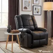 HOMCOM Fotoliu de Relaxare cu Masaj din Piele Artificiala, Fotoliu Ergonomic cu 8 Puncte de Masaj si Rabatabil 165°, Gri | Aosom Romania 