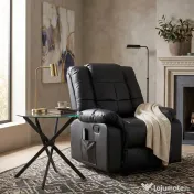 HOMCOM Fotoliu de Relaxare cu Masaj din Piele Artificiala, Fotoliu Ergonomic cu 8 Puncte de Masaj si Rabatabil 165°, Gri | Aosom Romania 