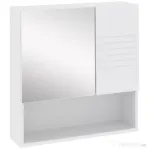 Kleankin Dulapior de Baie cu Oglindă Suspendat, Rafturi Reglabile, Design Compact, 54x15x55cm, Alb | Aosom Romania