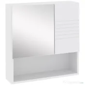 Kleankin Dulapior de Baie cu Oglindă Suspendat, Rafturi Reglabile, Design Compact, 54x15x55cm, Alb | Aosom Romania 