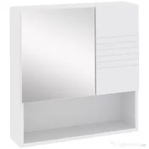 Kleankin Dulapior de Baie cu Oglindă Suspendat, Rafturi Reglabile, Design Compact, 54x15x55cm, Alb | Aosom Romania