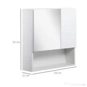 Kleankin Dulapior de Baie cu Oglindă Suspendat, Rafturi Reglabile, Design Compact, 54x15x55cm, Alb | Aosom Romania 