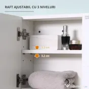 Kleankin Dulapior de Baie cu Oglindă Suspendat, Rafturi Reglabile, Design Compact, 54x15x55cm, Alb | Aosom Romania 