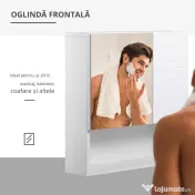Kleankin Dulapior de Baie cu Oglindă Suspendat, Rafturi Reglabile, Design Compact, 54x15x55cm, Alb | Aosom Romania 