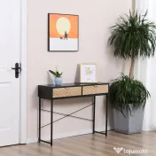 HOMCOM Consolă Elegantă cu 2 Sertare, Masă Metalică pentru Hol, Design Modern, Negru | Aosom Romania 
