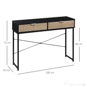 HOMCOM Consolă Elegantă cu 2 Sertare, Masă Metalică pentru Hol, Design Modern, Negru | Aosom Romania 