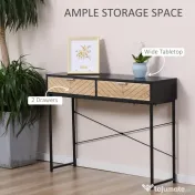 HOMCOM Consolă Elegantă cu 2 Sertare, Masă Metalică pentru Hol, Design Modern, Negru | Aosom Romania 