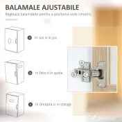 HOMCOM Credenta Lemn Bucatarie cu Sertare & Usi Sticla, 80×40×180 cm 