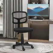 Vinsetto Scaun Ergonomic de Birou din Plasă, Fără Cotiere, Înălțime Ajustabilă, Negru | Aosom Romania 