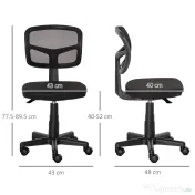 Vinsetto Scaun Ergonomic de Birou din Plasă, Fără Cotiere, Înălțime Ajustabilă, Negru | Aosom Romania 