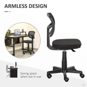 Vinsetto Scaun Ergonomic de Birou din Plasă, Fără Cotiere, Înălțime Ajustabilă, Negru | Aosom Romania 