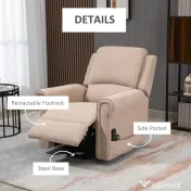 HOMCOM Scaun Electric, Rabatabil la 135° cu Telecomandă, Suport pentru Picioare și 8 Puncte de Masaj, 85x94,5x103 cm, Maro Deschis | Aosom Romania