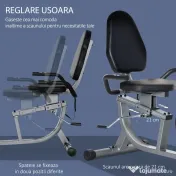 HOMCOM Bicicletă de Exerciții Înclinată Orizontală cu 8 Nivele de Rezistență, Monitor LCD și Scaun Reglabil, 122-137x62x103 cm, Gri | Aosom Romania