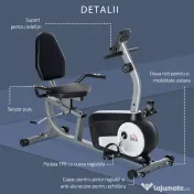 HOMCOM Bicicletă de Exerciții Înclinată Orizontală cu 8 Nivele de Rezistență, Monitor LCD și Scaun Reglabil, 122-137x62x103 cm, Gri | Aosom Romania