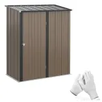 Outsunny Sopron de Gradina din Otel Suport Scule, Magazie pentru Scule cu Zavor, 161.5x94.5x196cm, Maro