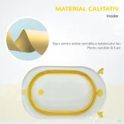 HOMCOM Cadă Pliabilă pentru Bebeluși 0-3 Ani, cu Indicator de Temperatură și Pernuță, Alb, 81.5x50.5x23.5 cm, Design Ergonomic | Aosom Romania