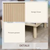 HOMCOM Noptiera moderna, cu sertar si raft, masuta laterala pentru camera de zi, dormitor, natural 