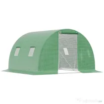 Outsunny Sera de gradina si legume cu protectie din PE, Sera pentru plante cu usa si ferestre cu strangere tip rulou, 3x3x2m, verde | Aosom Romania