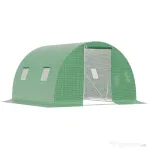 Outsunny Sera tunel de gradina cu protectie din PE, Usa cu incuietoare si 4 ferestre, verde