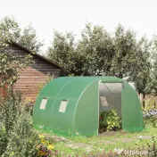 Outsunny Sera tunel de gradina cu protectie din PE, Usa cu incuietoare si 4 ferestre, verde 