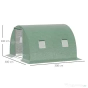 Outsunny Sera tunel de gradina cu protectie din PE, Usa cu incuietoare si 4 ferestre, verde 
