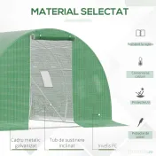 Outsunny Sera tunel de gradina cu protectie din PE, Usa cu incuietoare si 4 ferestre, verde 