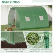 Outsunny Sera tunel de gradina cu protectie din PE, Usa cu incuietoare si 4 ferestre, verde 