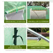 Outsunny Sera tunel de gradina cu protectie din PE, Usa cu incuietoare si 4 ferestre, verde 