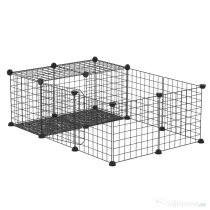 PawHut Țarc Modular pentru Iepuri și Porcușori de Guineea, cu Accesorii, 105x70x35 cm, Negru | Aosom Romania