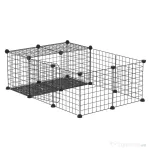 PawHut Țarc Modular pentru Iepuri și Porcușori de Guineea, cu Accesorii, 105x70x35 cm, Negru