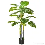 HOMCOM Monastera Planta Artificiala de Interior si Exterior, Planta Artificiala cu efect Realist cu 20 de Frunze, 120 cm