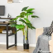 HOMCOM Monastera Planta Artificiala de Interior si Exterior, Planta Artificiala cu efect Realist cu 20 de Frunze, 120 cm 