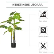 HOMCOM Monastera Planta Artificiala de Interior si Exterior, Planta Artificiala cu efect Realist cu 20 de Frunze, 120 cm 