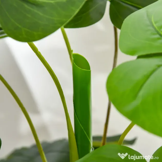 HOMCOM Monastera Planta Artificiala de Interior si Exterior, Planta Artificiala cu efect Realist cu 20 de Frunze, 120 cm