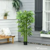 HOMCOM planta artificiala de bambus, cu ghiveci, 160cm, verde 